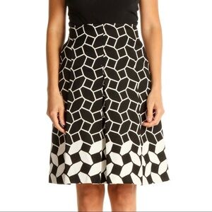 Talbots Sz 16 Pleat Front A Line Black White Texture Geometric Skirt Work Career